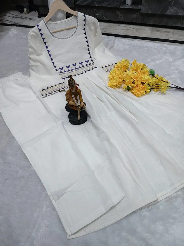 Premium_Women's_Cotton_Slub_Embroidered_A-Line_Kurta_Pant_Set