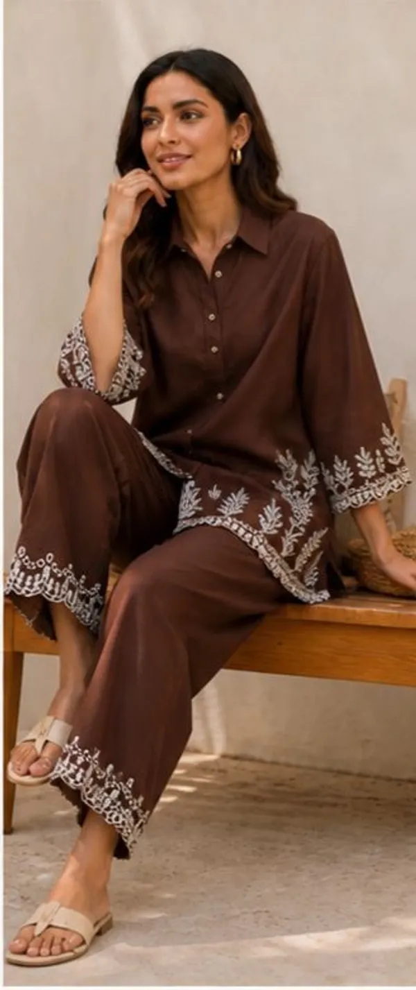 Women_Stylish_Cotton_Co-Ord_Set_with_Embroidered_Shirt_Style_Top_and_Palazzo_Pants