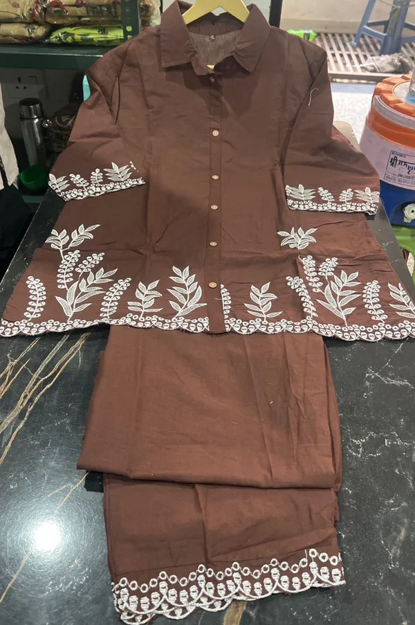 Women_Stylish_Cotton_Co-Ord_Set_with_Embroidered_Shirt_Style_Top_and_Palazzo_Pants