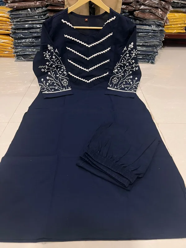 Stylish_Trending_Cotton_Embroidered_Straight_Kurta_Pant_Set_with_Pintuck_Detailing