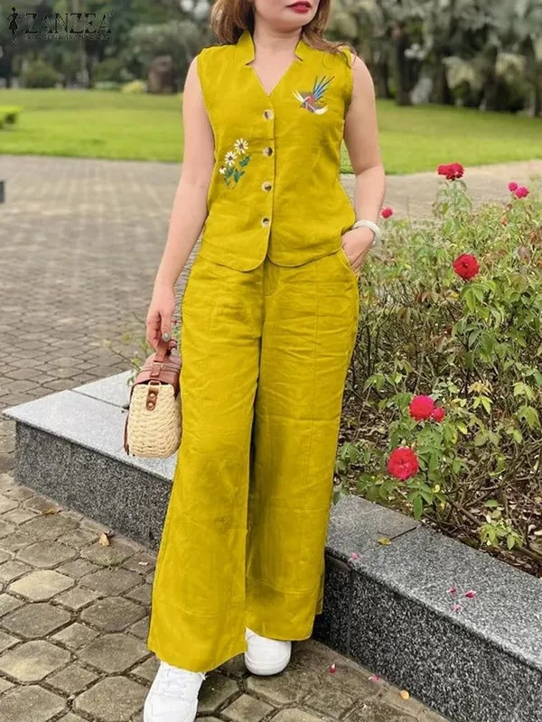 Yellow_Stylish_Cotton_Slub_Top_&_Pant_Co-Ord_Set