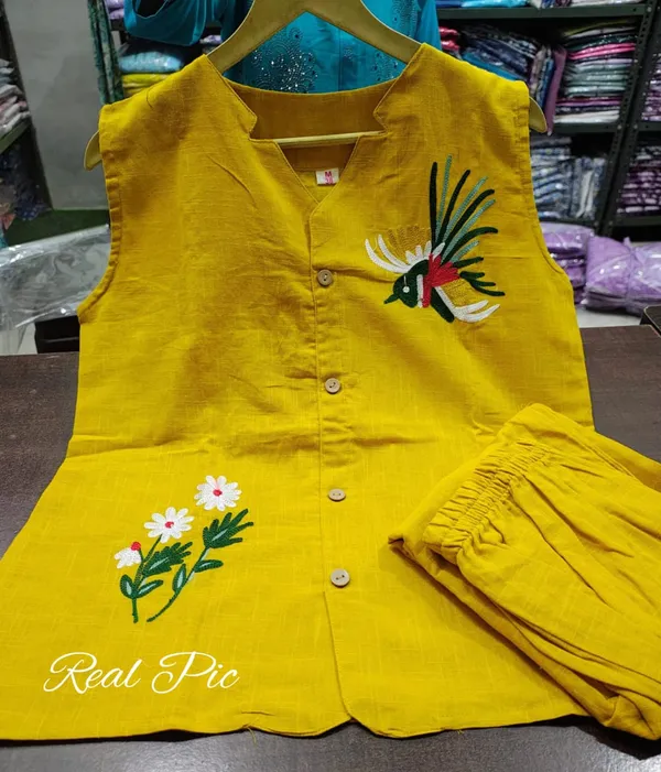 Yellow_Stylish_Cotton_Slub_Top_&_Pant_Co-Ord_Set