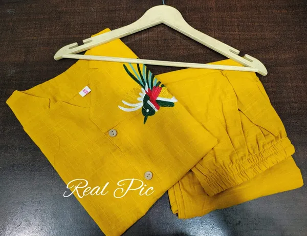 Yellow_Stylish_Cotton_Slub_Top_&_Pant_Co-Ord_Set