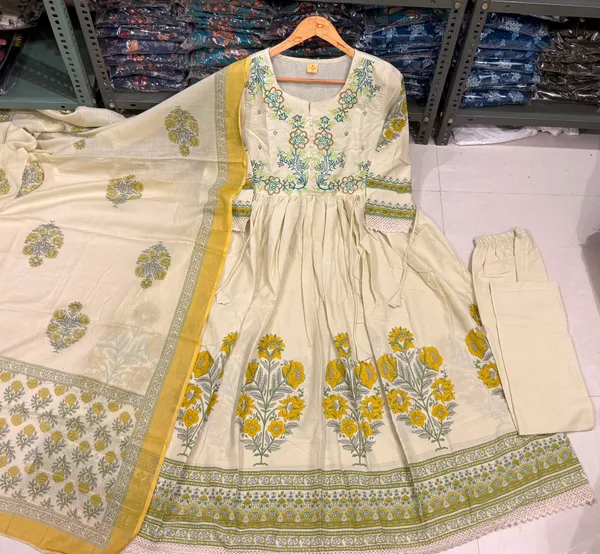 chic_Trending_Pure_Cotton_Embroidered_Anarkali_Kurta_Pant_&_Dupatta_Set