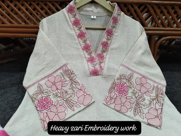 Beautiful_Cotton_Flax_Kurti_Set_with_Pant_&_Dupatta_with_Embroidery_Work