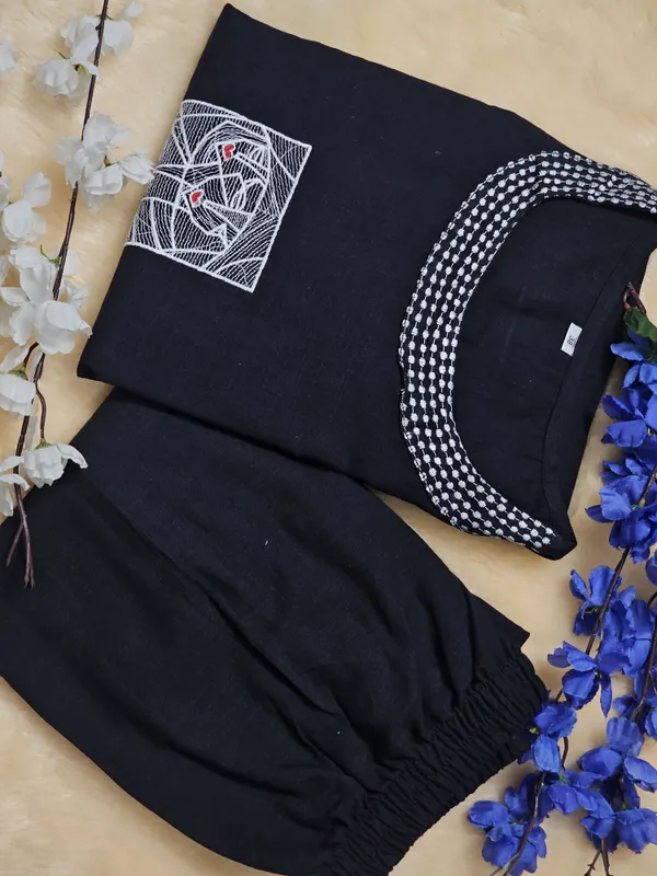 Stylish_Cotton_Flex_Embroidered_Coord_Set__Casual_Wear_Top_&_Plazzo_|_White_&_Black_|_2-Piece_Set