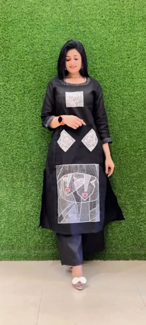 Stylish_Cotton_Flex_Embroidered_Coord_Set__Casual_Wear_Top_&_Plazzo_|_White_&_Black_|_2-Piece_Set