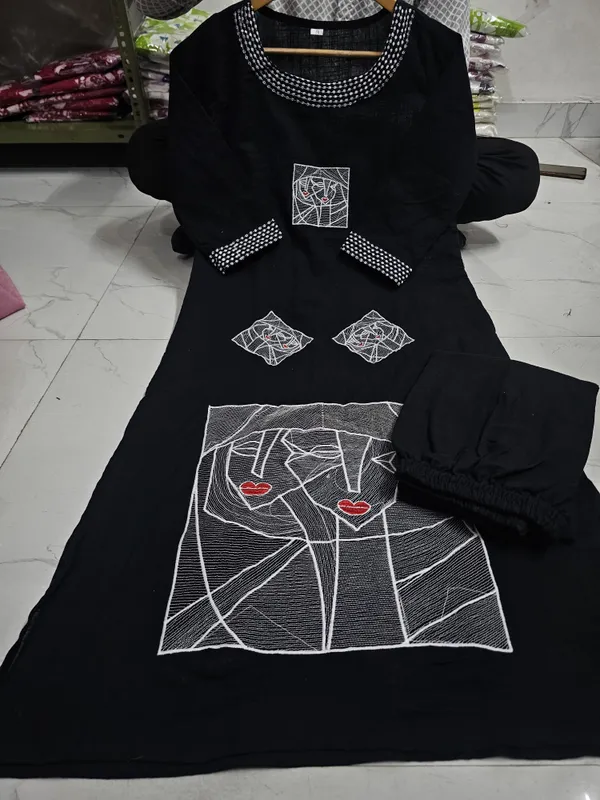 Stylish_Cotton_Flex_Embroidered_Coord_Set__Casual_Wear_Top_&_Plazzo_|_White_&_Black_|_2-Piece_Set