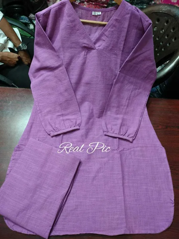 Purple_Stylish_Cotton_Slub_Kurta_And_Pant_Set_For_Women
