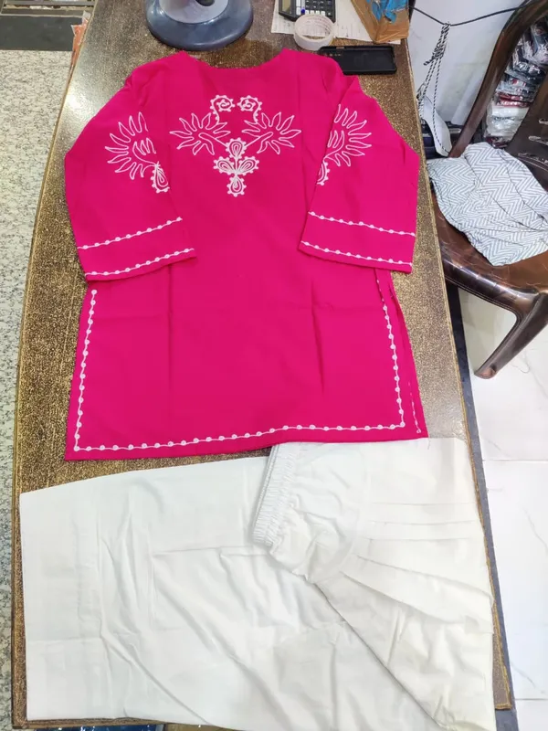 Women's_Pure_Cotton_EmbroidePNK_Kurta_with_Off-White_Farshi_Salwar_Set
