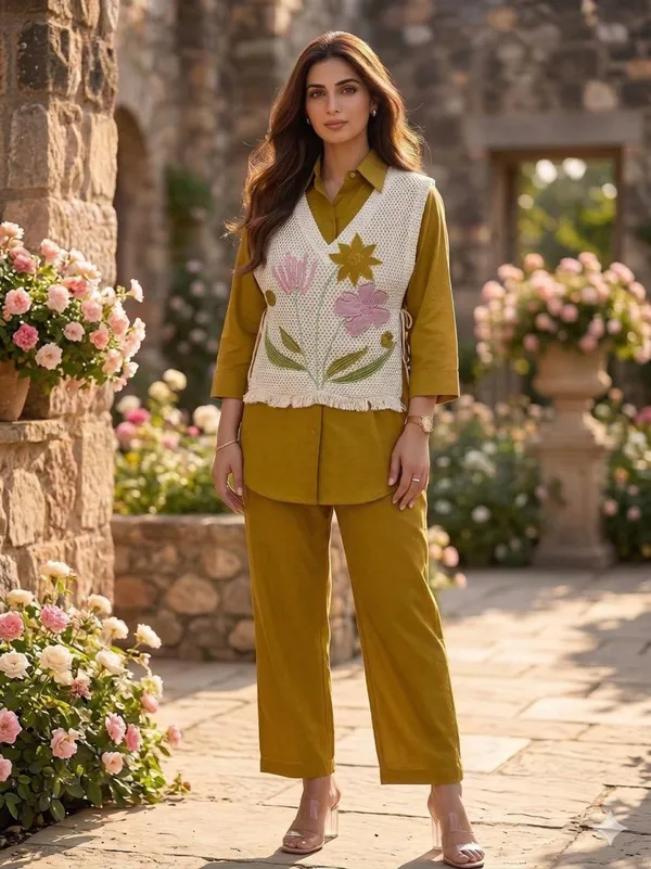 Premium_Cotton_Shirt_with_Jute_EmbroideYLO_Jacket_and_Pant_Co-ord_Set