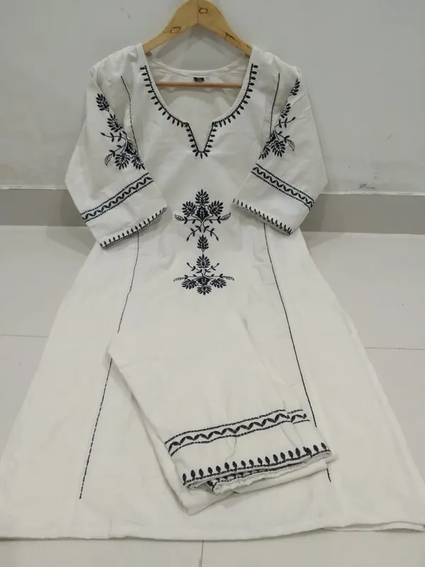 chic_Breathable_khadi_cotton_Embroidered_Kurti_Pant_Set_|_M_to_XXL