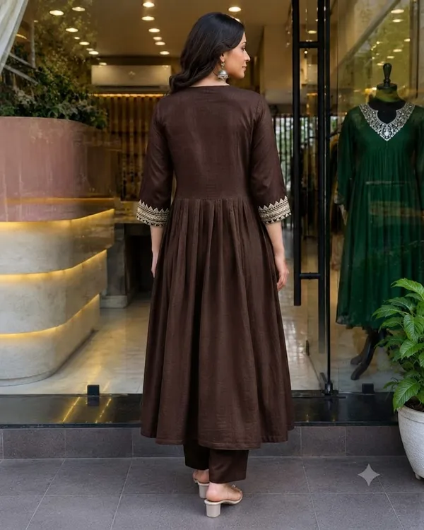 Premium_Women's_Cotton_Slub_Embroidered_A-Line_Kurta_Pant_Set