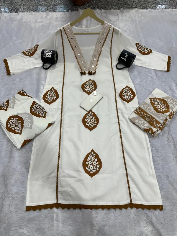 Elegant_Cotton_Printed_Embroidered_A-Line_Kurta_Pant_Dupatta_Set