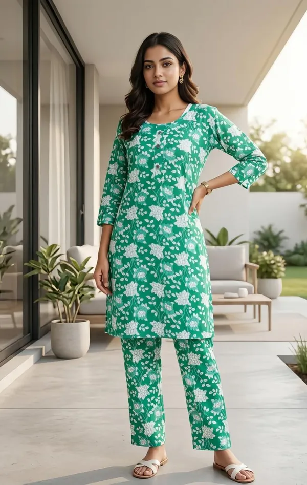 Green_Floral_Print_viscos_Relaxed_Night_Suit_Set_For_Women
