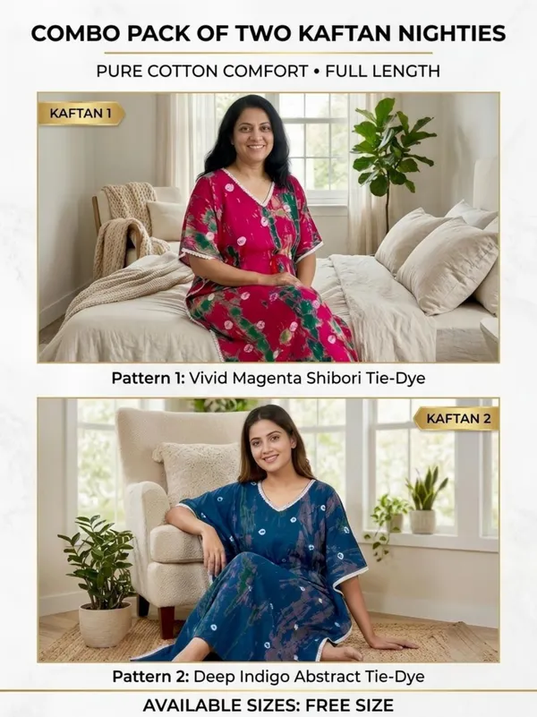 Pack_of_2_Pure_Cotton_Bandhani_Printed_Kaftan_Nighties