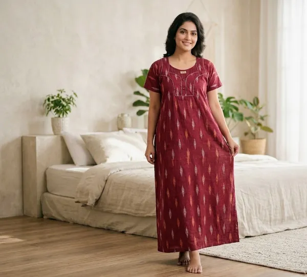 Premium_100%_Pure_Cotton_Nighty_for_Women_|_Breathable_Full-Length_Maxi_Dress_Loungewear