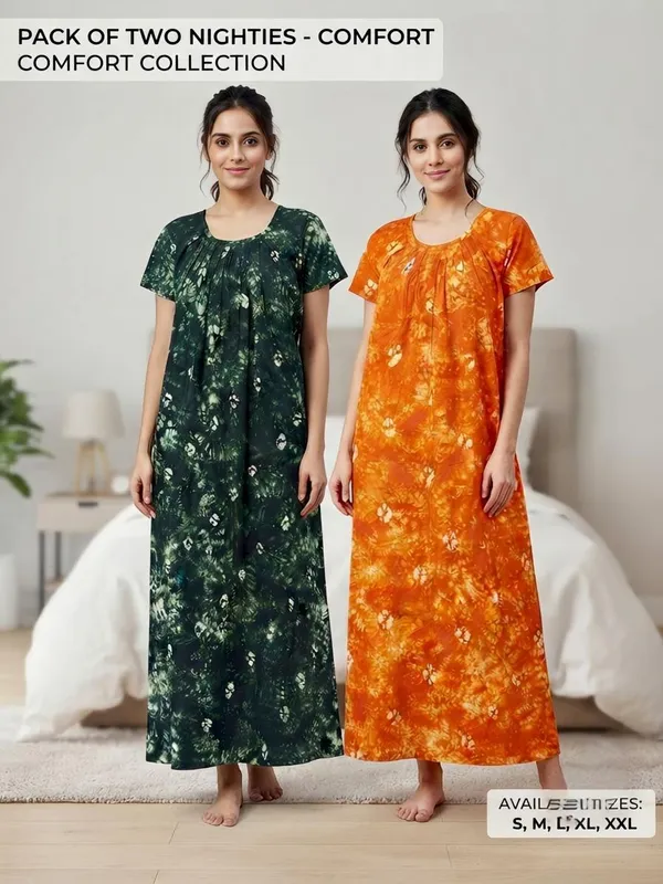 Premium_cotton_bandhni_printed_nighty,_pack_of_two