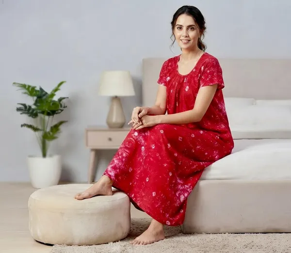 Premium_cotton_bandhni_printed_nighty,pack_of_two