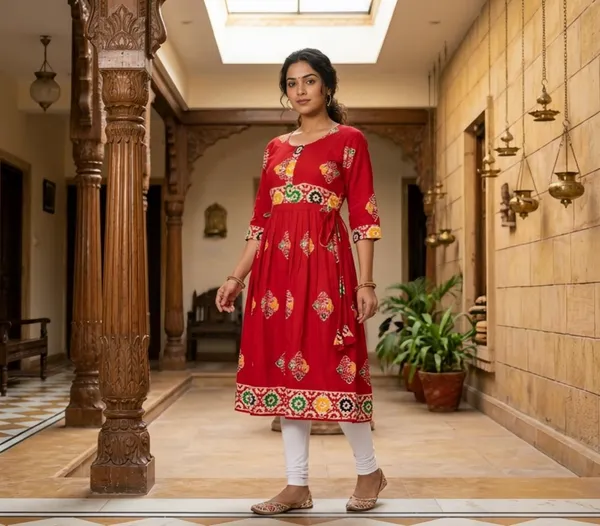 Soft_Cotton_Bandhni_Batik_Frock_Kurti