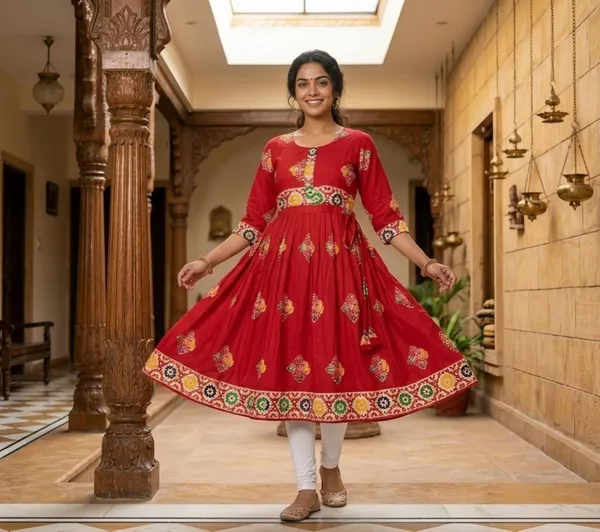 Soft_Cotton_Bandhni_Batik_Frock_Kurti
