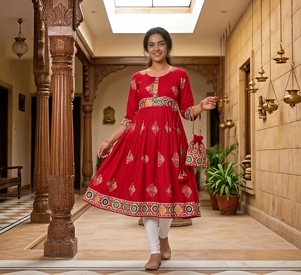 Soft_Cotton_Bandhni_Batik_Frock_Kurti