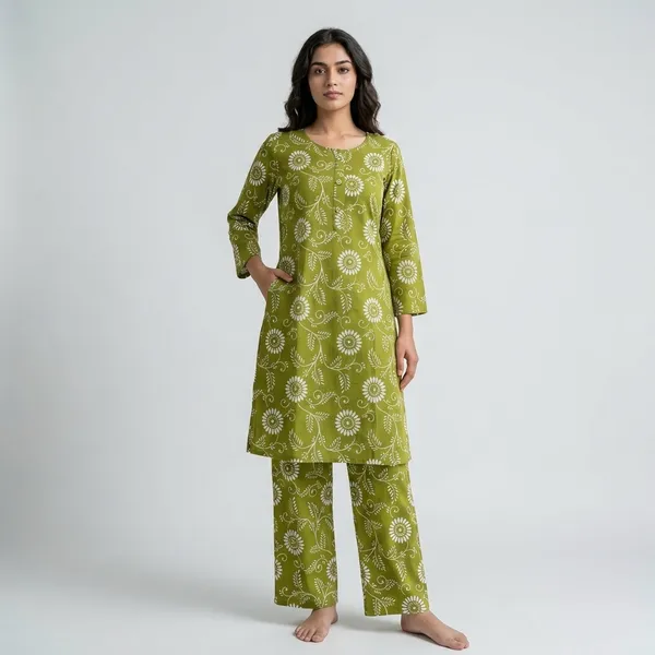 Green_Floral_Print_viscos_A-Line_Kurta_Palazzo_Set_For_Women