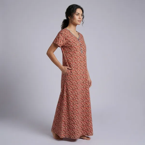 Red_Floral_Print_Cotton_A-Line_Maxi_Nightdress_For_Women