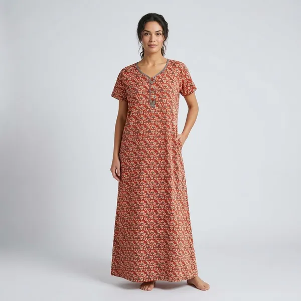Red_Floral_Print_Cotton_A-Line_Maxi_Nightdress_For_Women