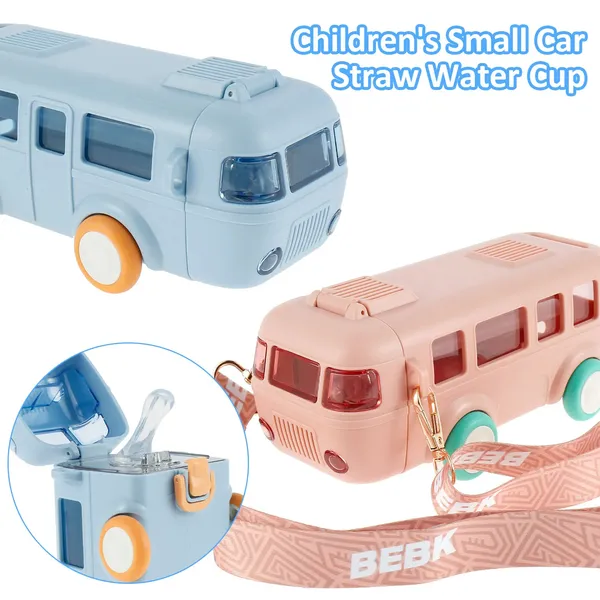 Blue_Bus_Shape_Car_Water_Bottle_With_Straw_For_Kids_Portable_Water_Cup_With_Shoulder_Strap,_Cute_Car_Design,_Movable_Wheels,_Leakproof