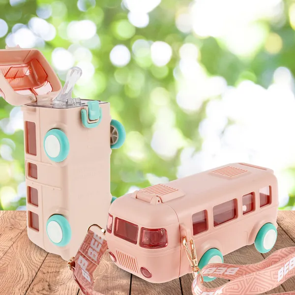 Pink_Cudipie_Bus_Shape_Car_Water_Bottle_With_Straw_For_Kids_Portable_Water_Cup_With_Shoulder_Strap,_Cute_Car_Design,_Movable_Wheels,_Leakproof