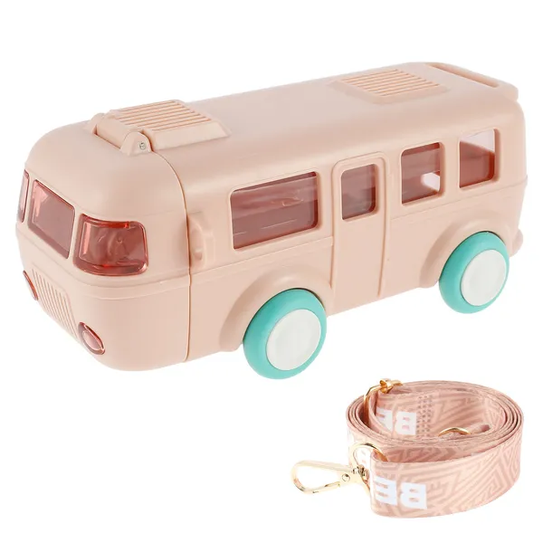 Pink_Cudipie_Bus_Shape_Car_Water_Bottle_With_Straw_For_Kids_Portable_Water_Cup_With_Shoulder_Strap,_Cute_Car_Design,_Movable_Wheels,_Leakproof