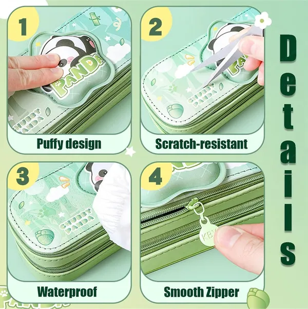 Green_Double_Layer_Spongey_Pencil_Pouch_Large_Capacity_Soft_And_Durable_Stationery_Organizer_For_Boys_&_Girls