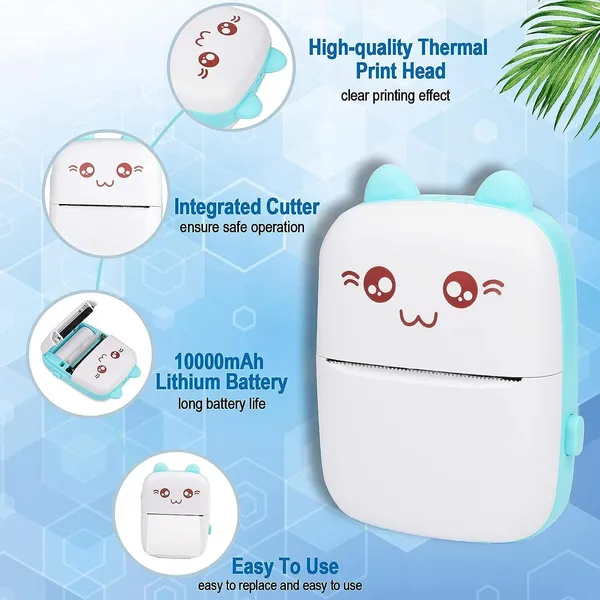 White_Mini_Bluetooth_Thermal_Printer_Portable_Ink-Free_Label_Printer_For_Android_&_Ios,_Black_On_White_Thermal_Printer_With_Print_Paper_And_Stickers