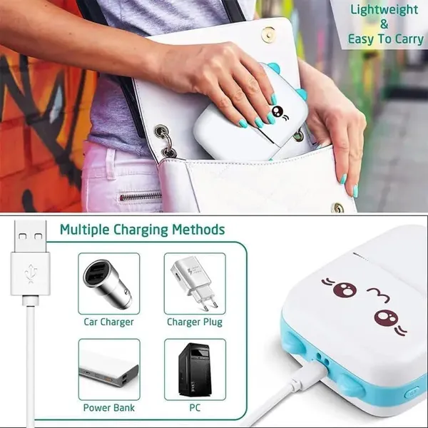 White_Mini_Bluetooth_Thermal_Printer_Portable_Ink-Free_Label_Printer_For_Android_&_Ios,_Black_On_White_Thermal_Printer_With_Print_Paper_And_Stickers