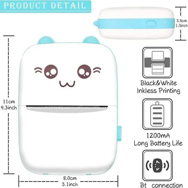 White_Mini_Bluetooth_Thermal_Printer_Portable_Ink-Free_Label_Printer_For_Android_&_Ios,_Black_On_White_Thermal_Printer_With_Print_Paper_And_Stickers