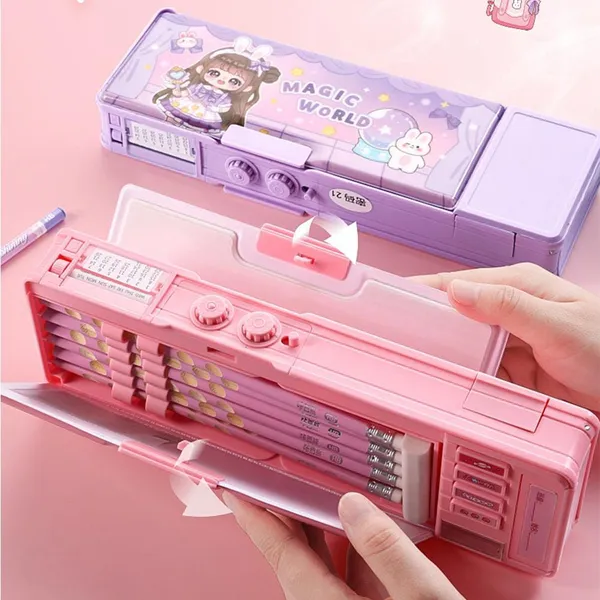 Pink_Pencil_Box_With_Lock_Secure_Kids'_Pencil_Case_With_Locking_Mechanism,_Durable_&_Spacious_Stationery_Organizer_For_Boys_&_Girls
