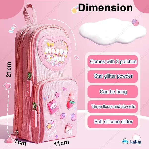 Pink_Pencil_Case_For_Girls_Large_Capacity_Hangable_Triple_Layer_Canvas_Kawaii_Bunny_Teddy_Pencil_Case