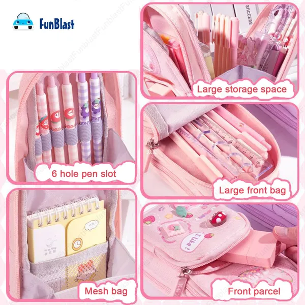 Pink_Pencil_Case_For_Girls_Large_Capacity_Hangable_Triple_Layer_Canvas_Kawaii_Bunny_Teddy_Pencil_Case