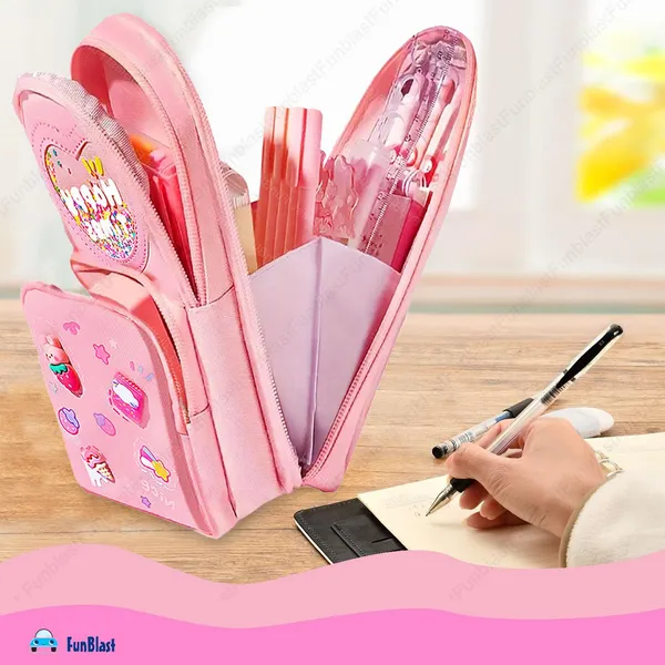 Pink_Pencil_Case_For_Girls_Large_Capacity_Hangable_Triple_Layer_Canvas_Kawaii_Bunny_Teddy_Pencil_Case