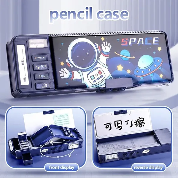 Blue_Space_Astronaut_Pencil_Box_With_Double_Side_Opening,_Multiple_Button_And_Locking_System_Fun_And_Durable_Storage_For_Kids'_Stationery