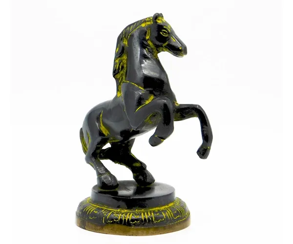 Brass_Antique_Finish_Horse_With_Uplifted_Legs_Showpiece_|_For_Home_Decoration