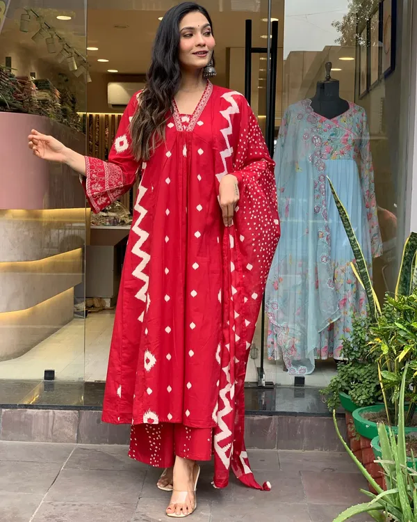 Red_Anarkali__A-Line_Kurta_Pant_And_Dupatta_Set_For_Women