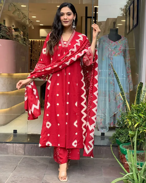 Red_Anarkali__A-Line_Kurta_Pant_And_Dupatta_Set_For_Women