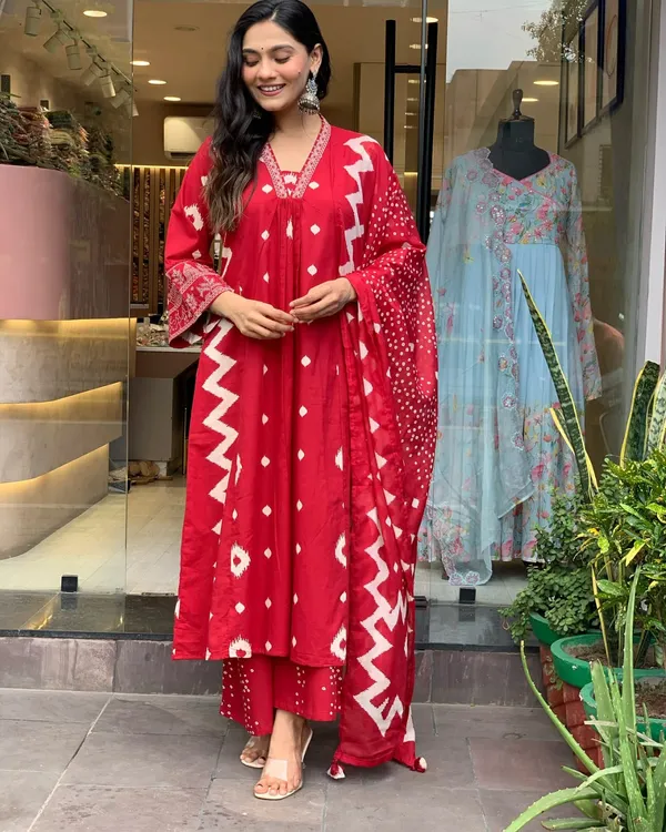 Red_Anarkali__A-Line_Kurta_Pant_And_Dupatta_Set_For_Women