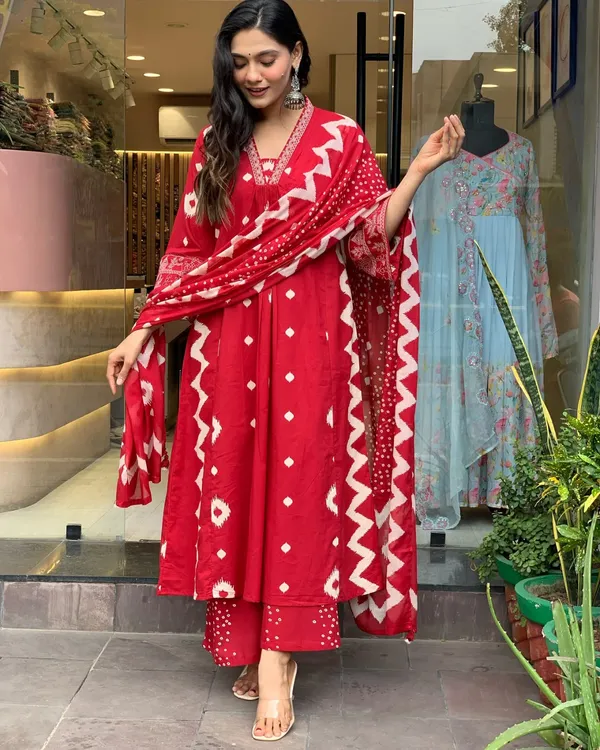 Red_Anarkali__A-Line_Kurta_Pant_And_Dupatta_Set_For_Women