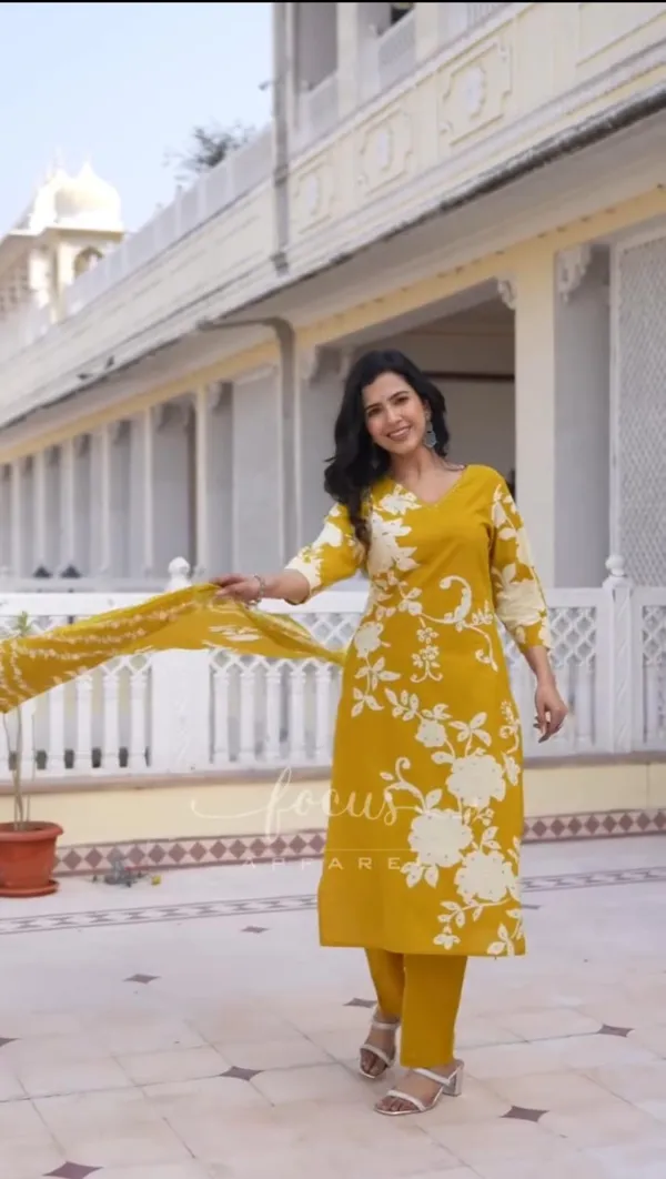 Yellow_Printed_Kurti_Set
