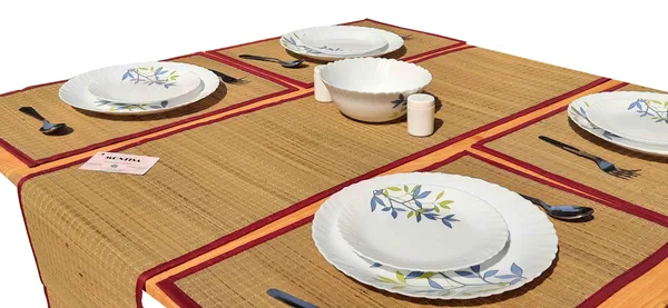 Pack_Of_6_Table_Mat_With_Runner_And_6_Coasters_|_Foldable_Handwoven_Organic_|Made_With_Madurkathi