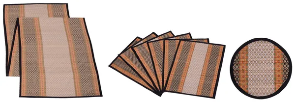 Pack_Of_6_Table_Mat_With_Runner_And_6_Coasters_|_Foldable_Handwoven_Organic_|Made_With_Madurkathi