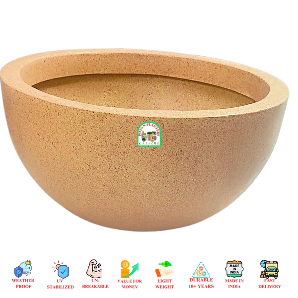 Sandstone_Marble_Fibre_Hemi_Spherical_Pot_With_Shallow_Height_(_14_Inch_X_7_Inch_)